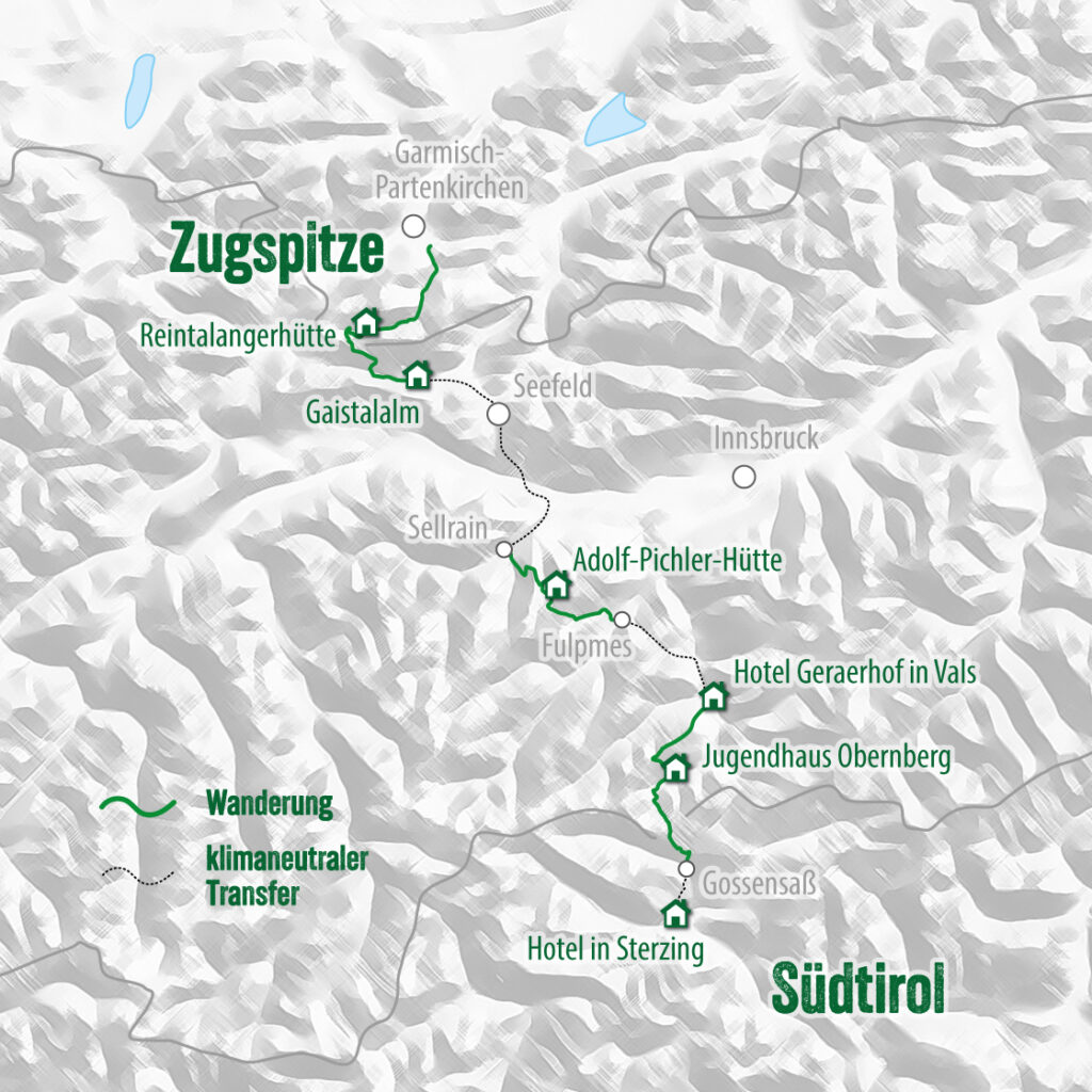 Karte Grüne Alpenüberquerung