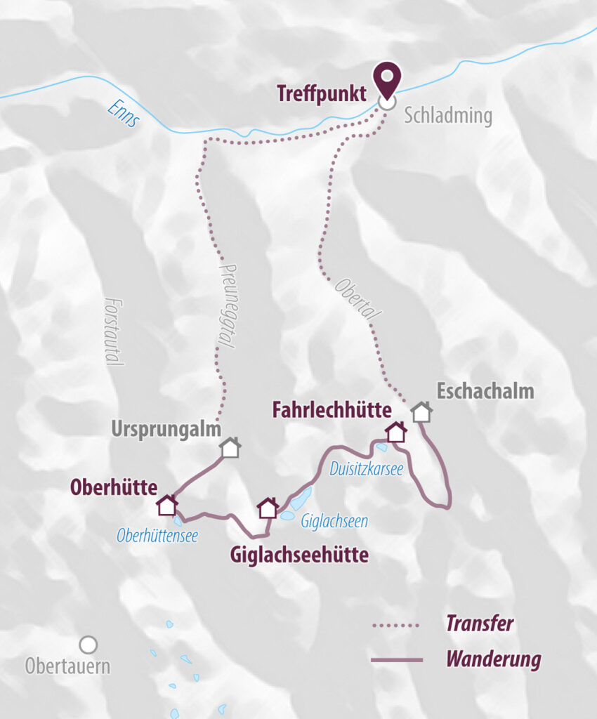 Karte Schamanische Alpenüberquerung